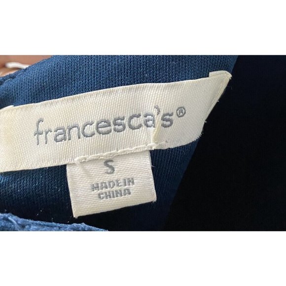 Francesca’s Navy Blue Halter Dress Small Mid Thigh Length Thick Floral Lace - Picture 4 of 4